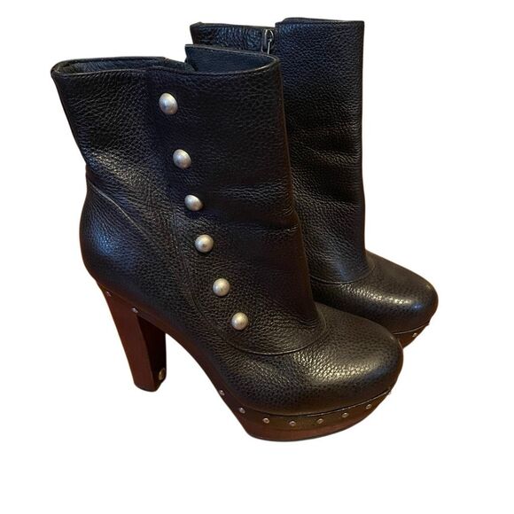 UGG | cosima black leather studded high heel ankle boots 8 - Picture 4 of 15